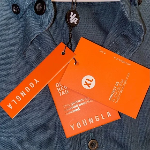 🛑 SOLD 🛑 NWT Forest Green YoungLA Wallstreet Dress Shirt Men’s XL - Picture 5 of 8